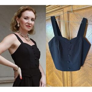 Belle Poque Black Cropped Top, Size S